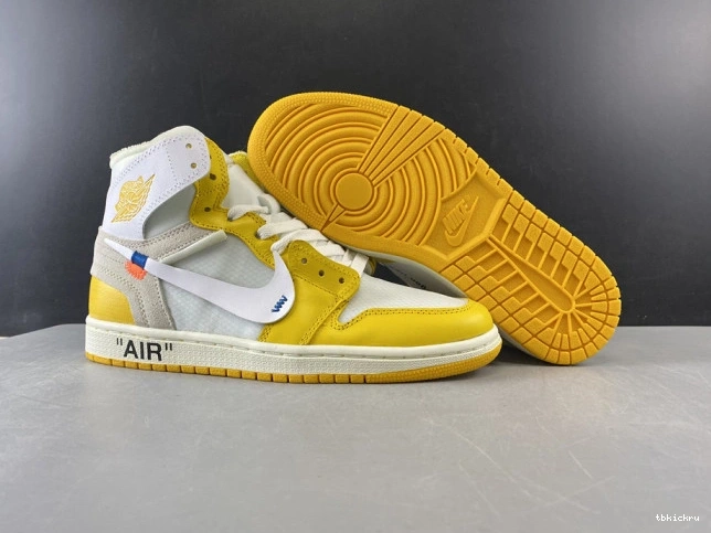 Cheap TBkick x White NRG Dark Powder Air AQ0818-149 Jordan Yellow-Cone 1 Off-White 0802
